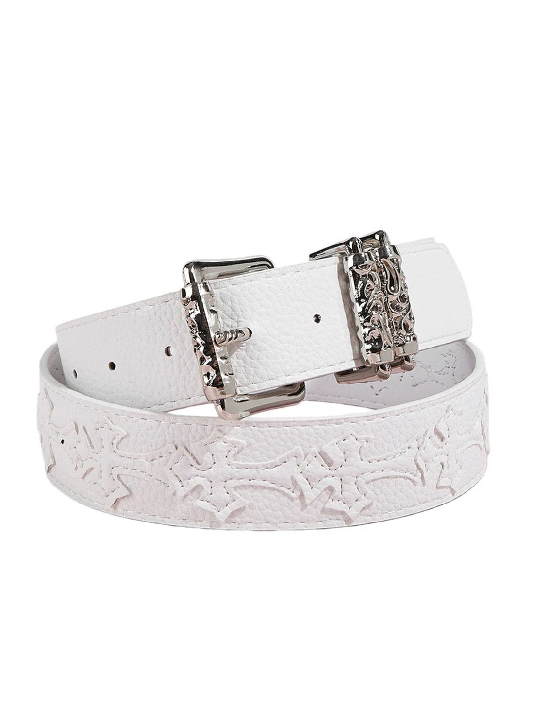 Brick Lane Gothic Cross Rhinestone Belt - White