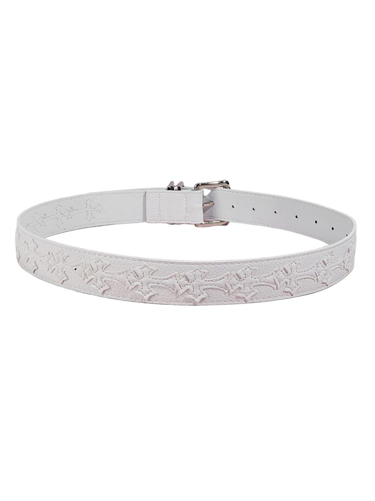 Brick Lane Gothic Cross Rhinestone Belt - White