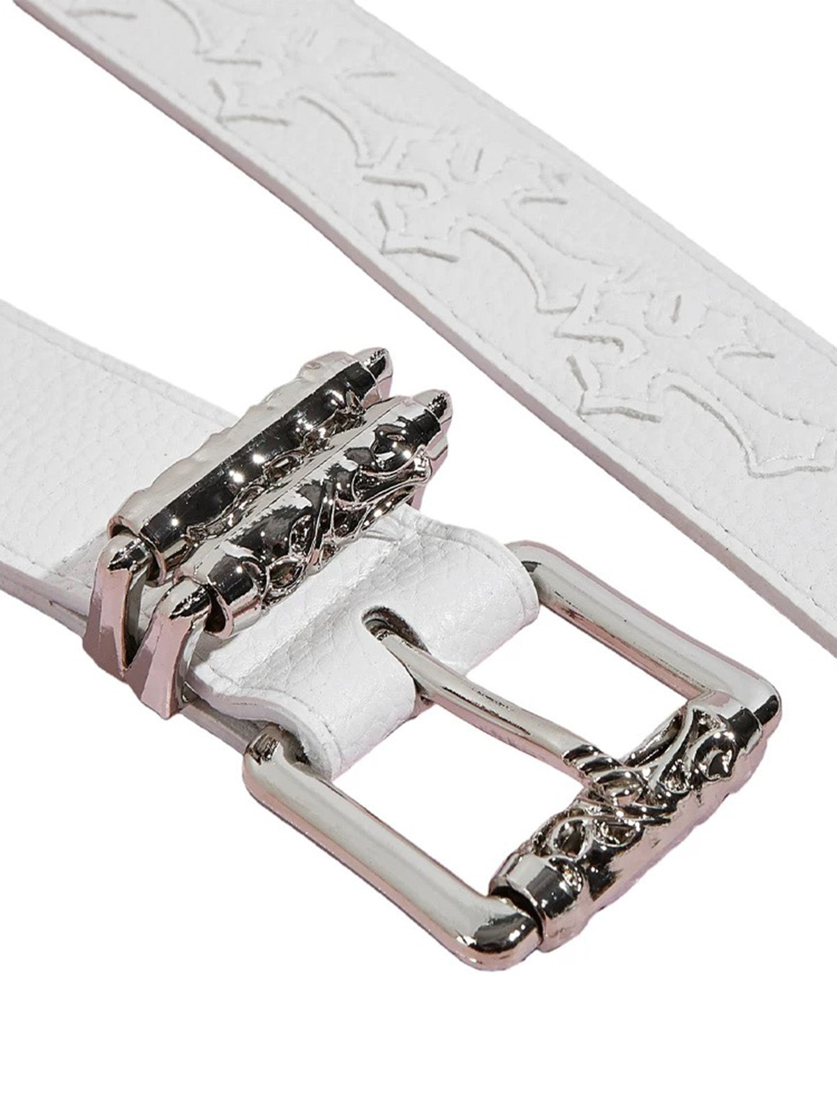 Brick Lane Gothic Cross Rhinestone Belt - White