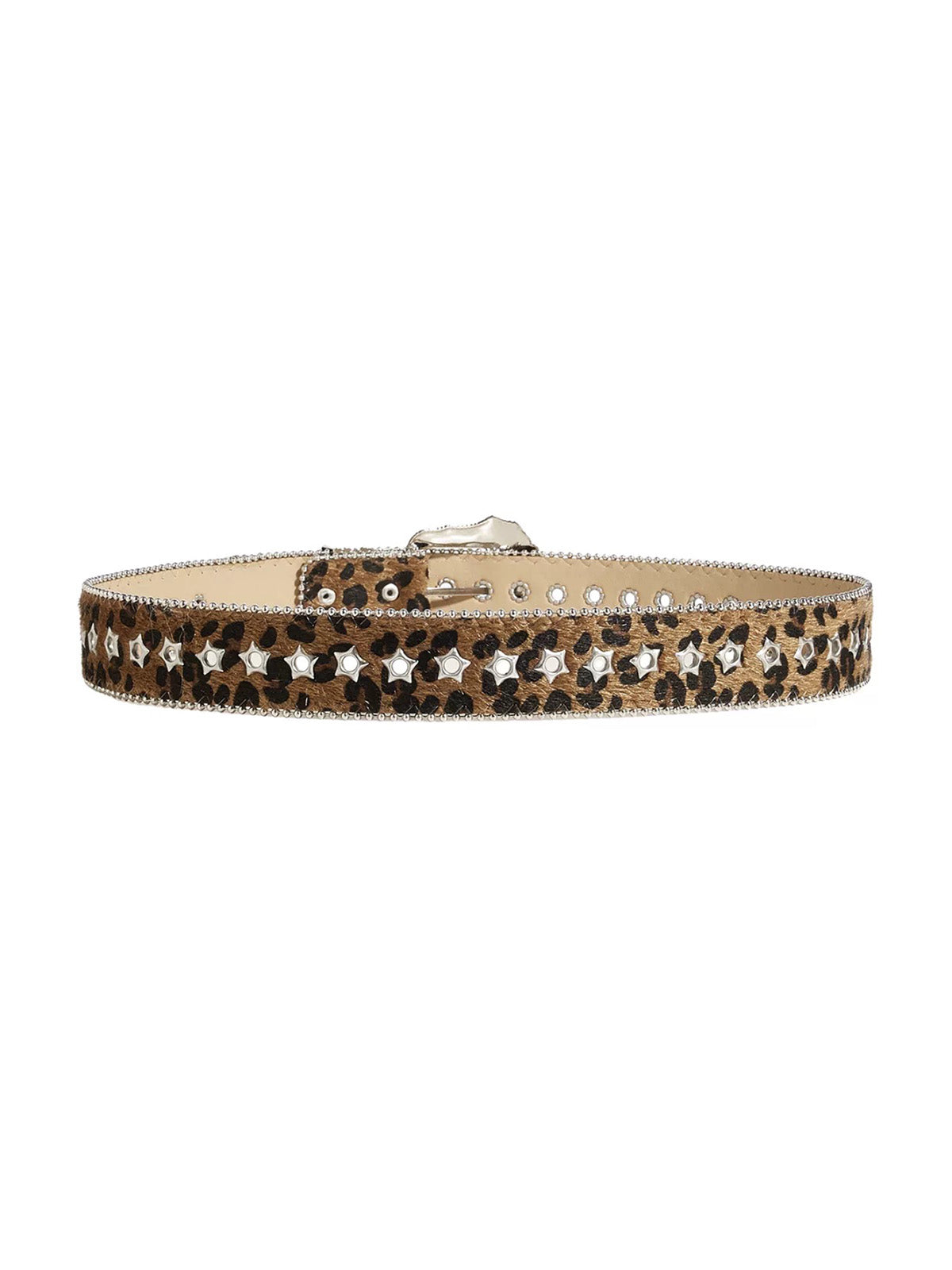 Brick Lane Vintage Leopard Print Leather Belt - Brown