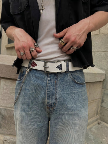 Brick Lane Gothic Cross Belt - White