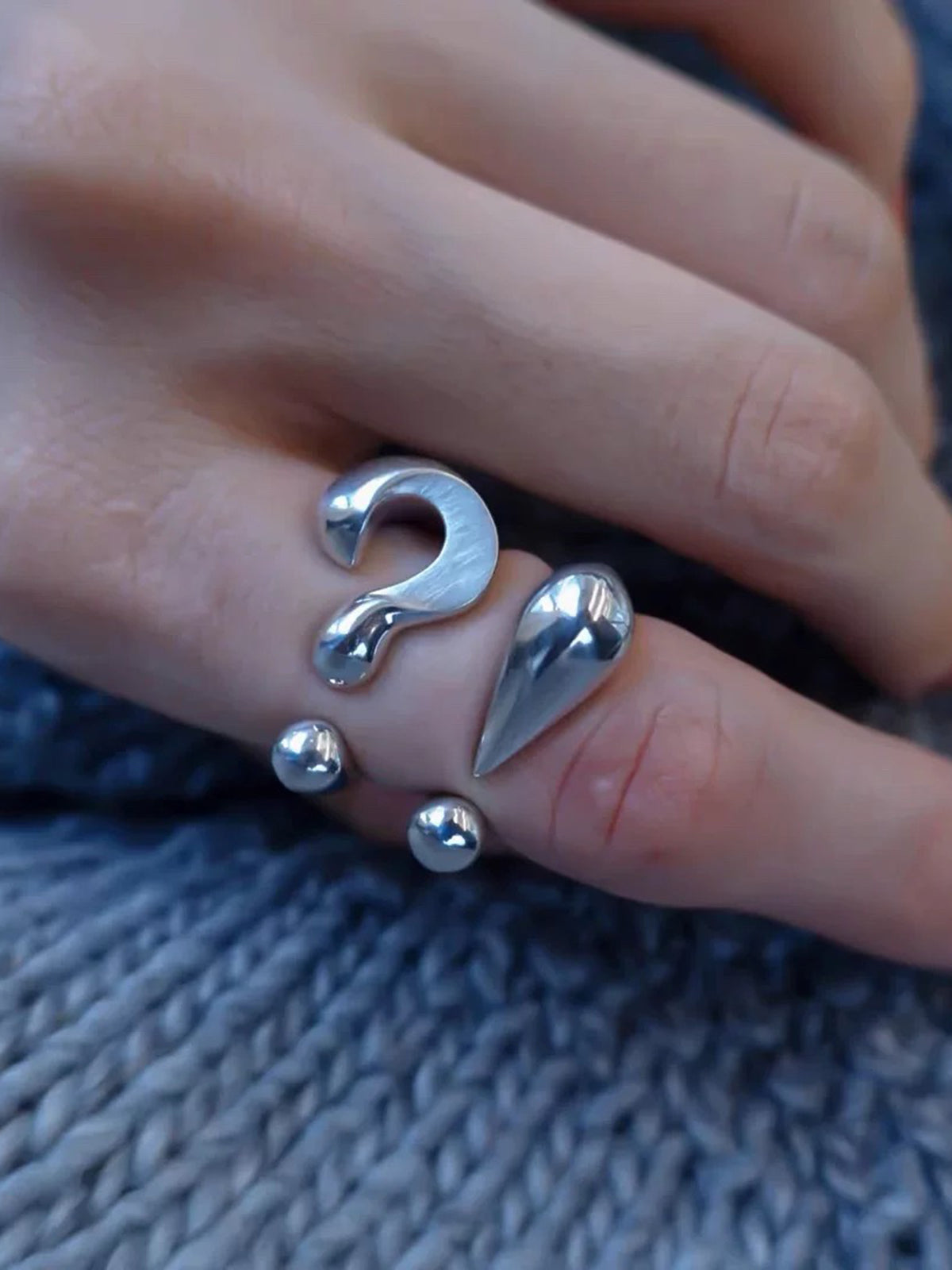 Brick Lane Y2K Exclamation Mark Statement Ring - Silver