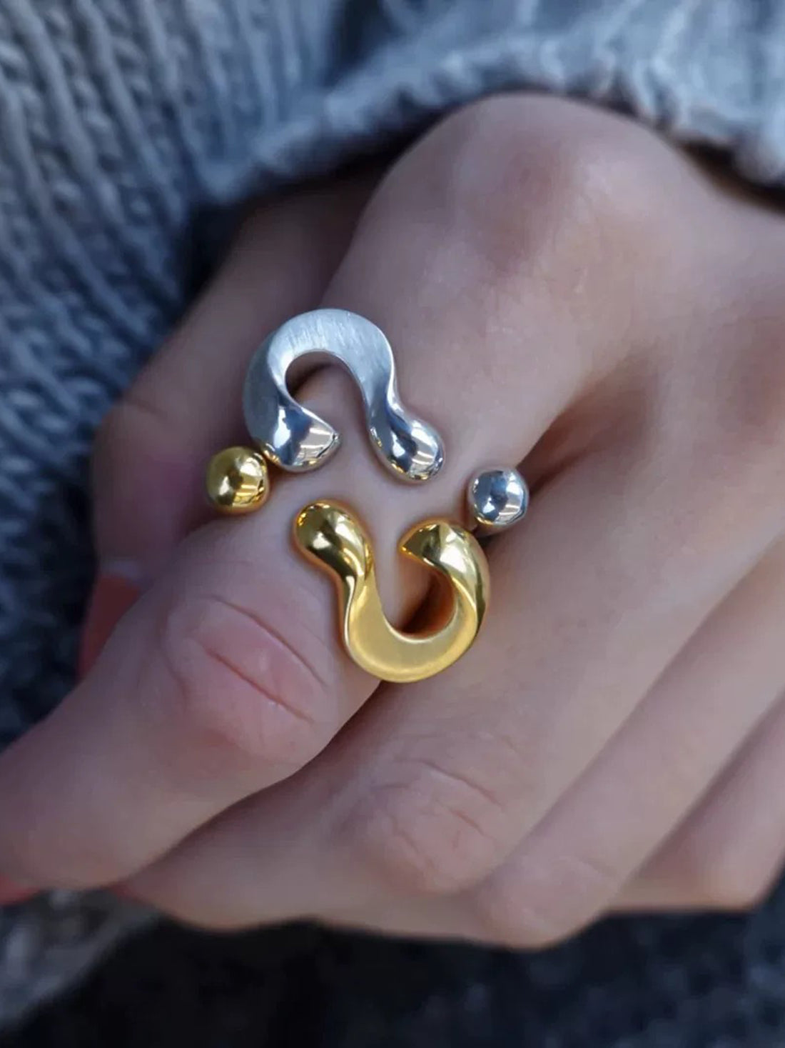 Brick Lane Y2K Question Mark Statement Ring - Silver