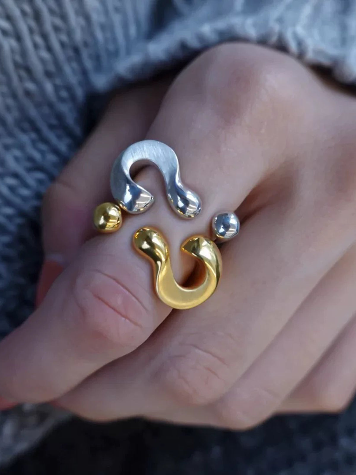 Brick Lane Y2K Question Mark Statement Ring - Silver
