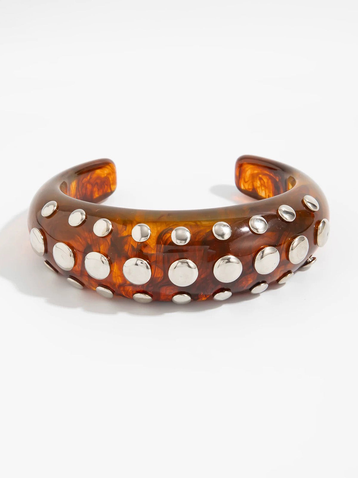 Brick Lane Punk Studded Rhinestone Cuff Bangle - Brown