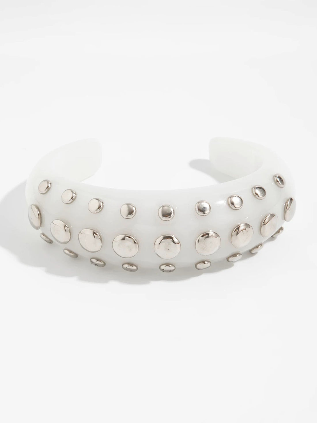 Brick Lane Punk Studded Rhinestone Cuff Bangle - White