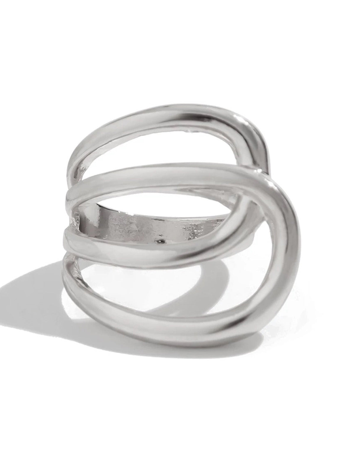 Brick Lane Minimalist Layered Geometric Ring - Silver