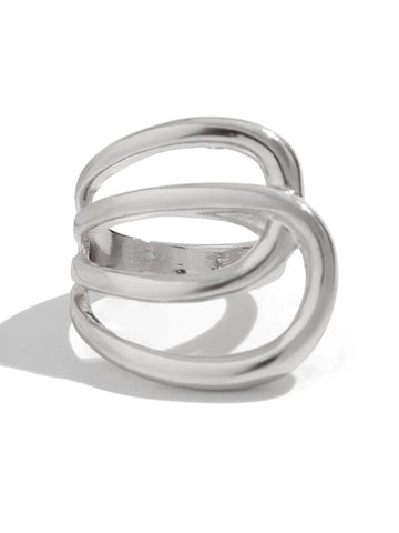 Brick Lane Minimalist Layered Geometric Ring - Silver