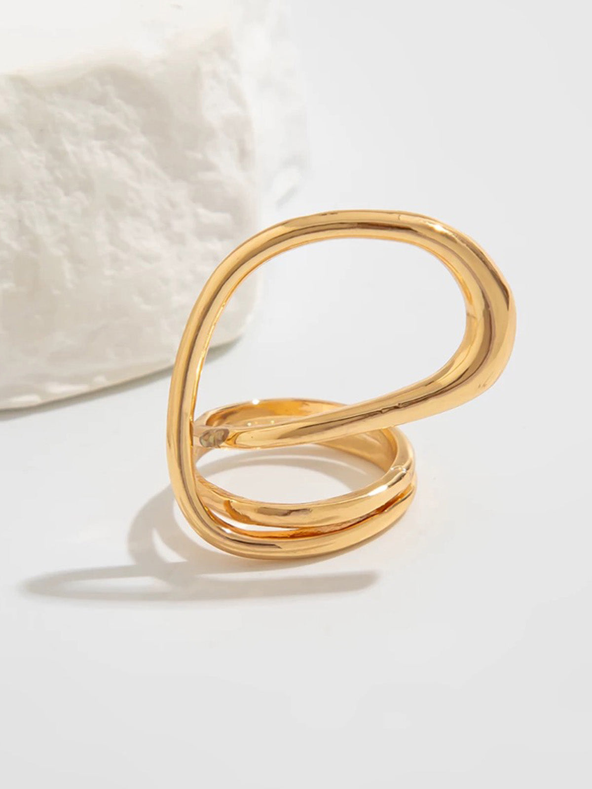 Brick Lane Y2K Twisted Layered Wire Ring - Gold