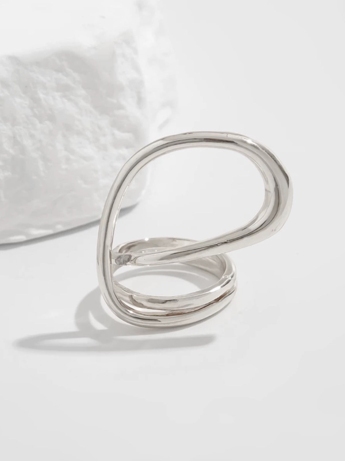 Brick Lane Y2K Twisted Layered Wire Ring - Silver