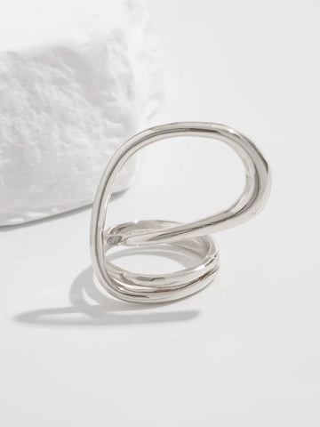Brick Lane Y2K Twisted Layered Wire Ring - Silver