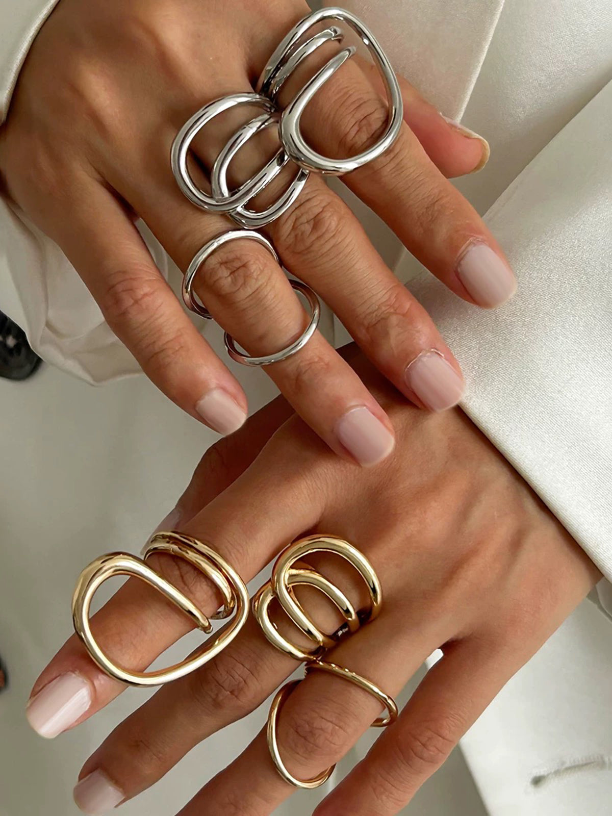 Brick Lane Minimalist Layered Geometric Ring - Gold