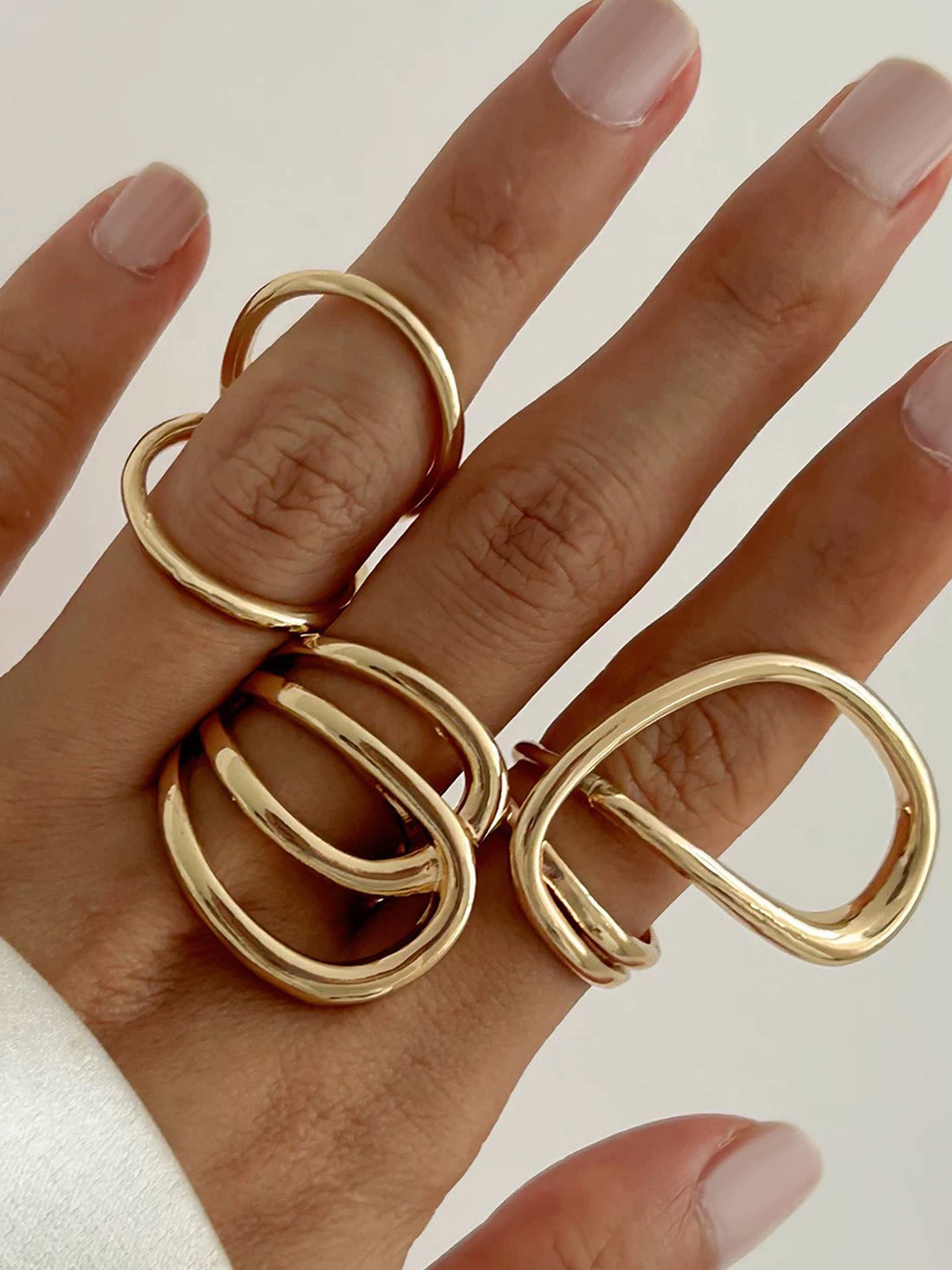 Brick Lane Y2K Twisted Layered Wire Ring - Gold