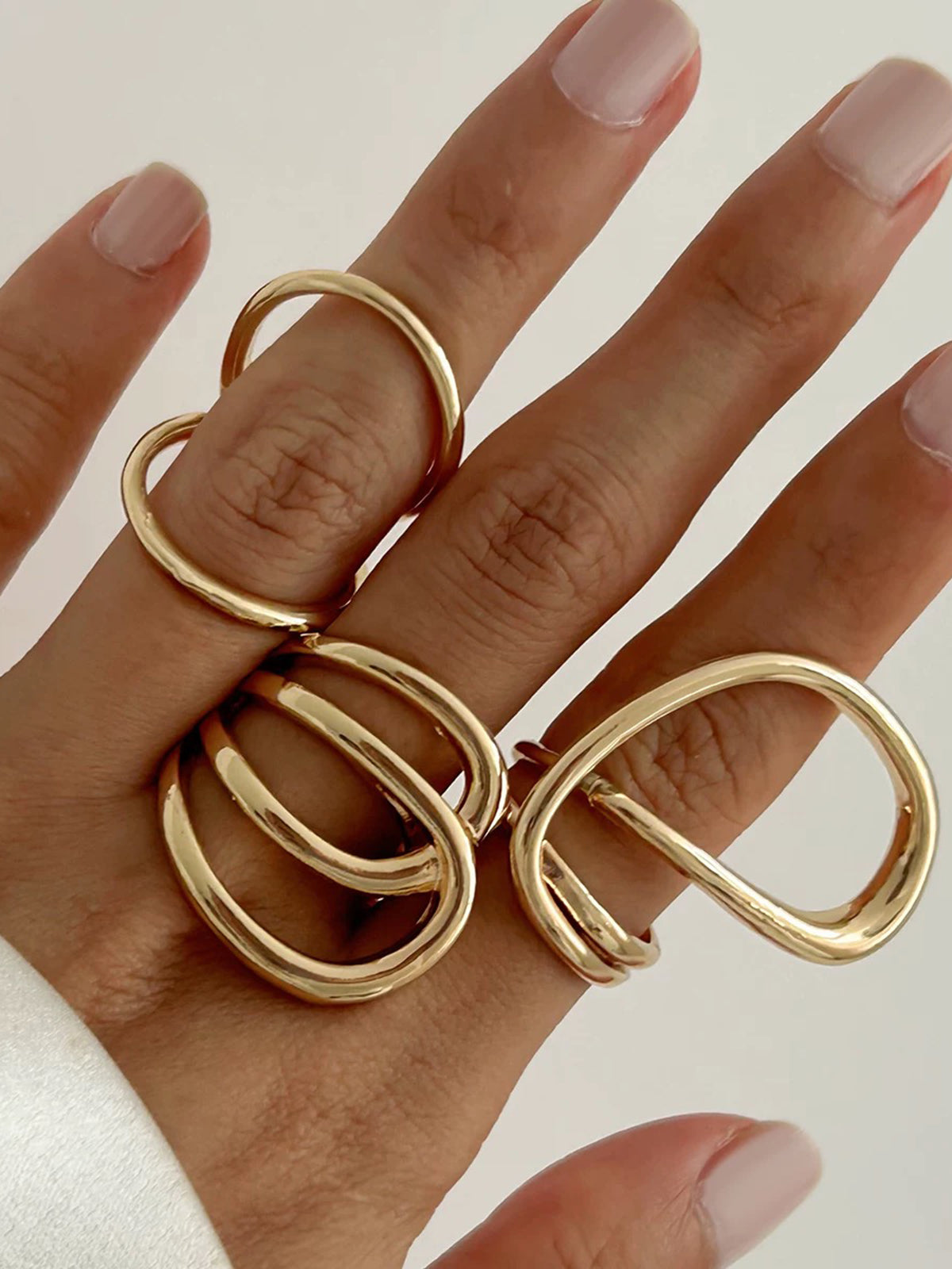 Brick Lane Y2K Twisted Layered Wire Ring - Gold