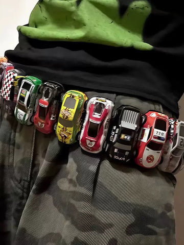 Brick Lane Y2K Beaded Block Waist Chain Belt - Multicolor