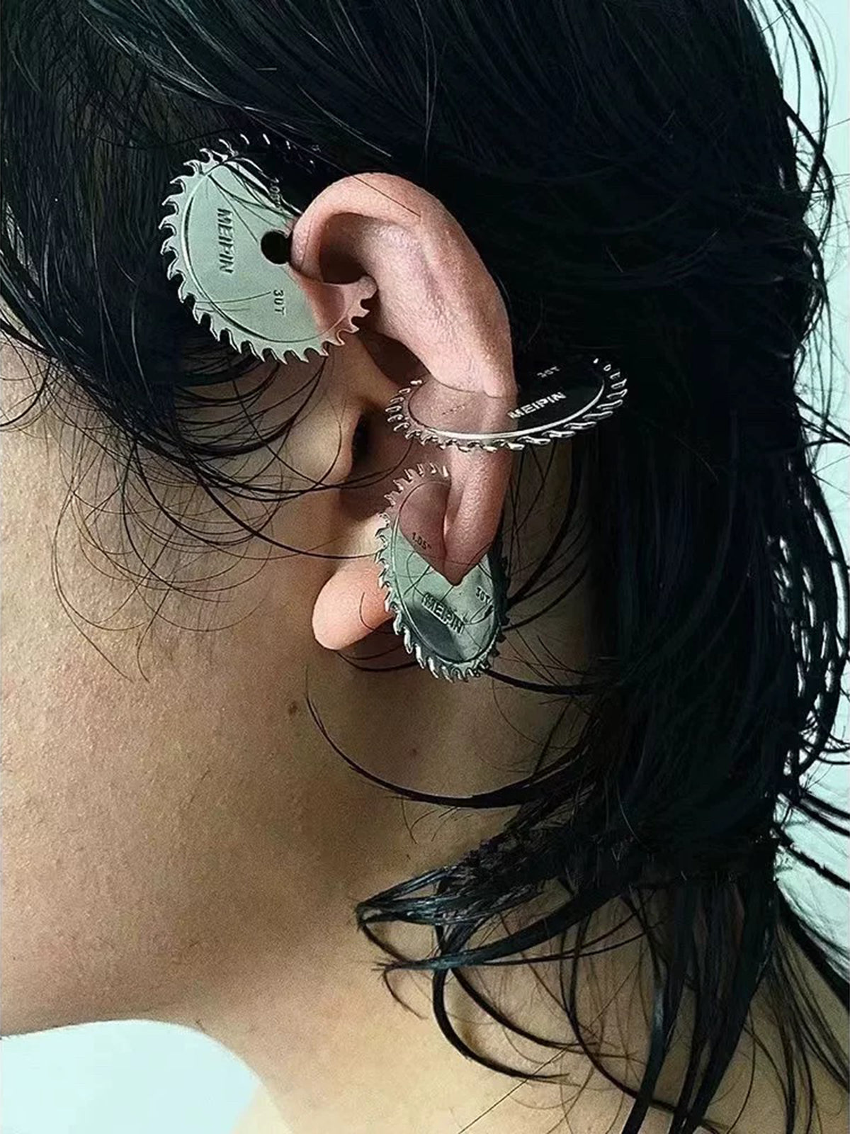 Brick Lane Y2K Liquid Metal Single Ear Cuff - Silver