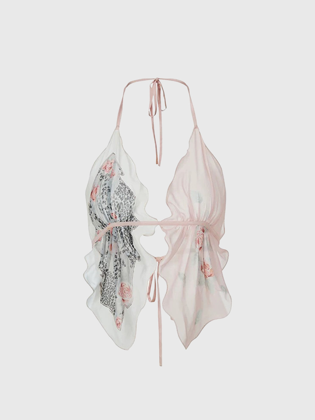 Butterfly Veil Halter Top - Blush White