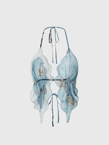 Butterfly Veil Halter Top - Soft Pink
