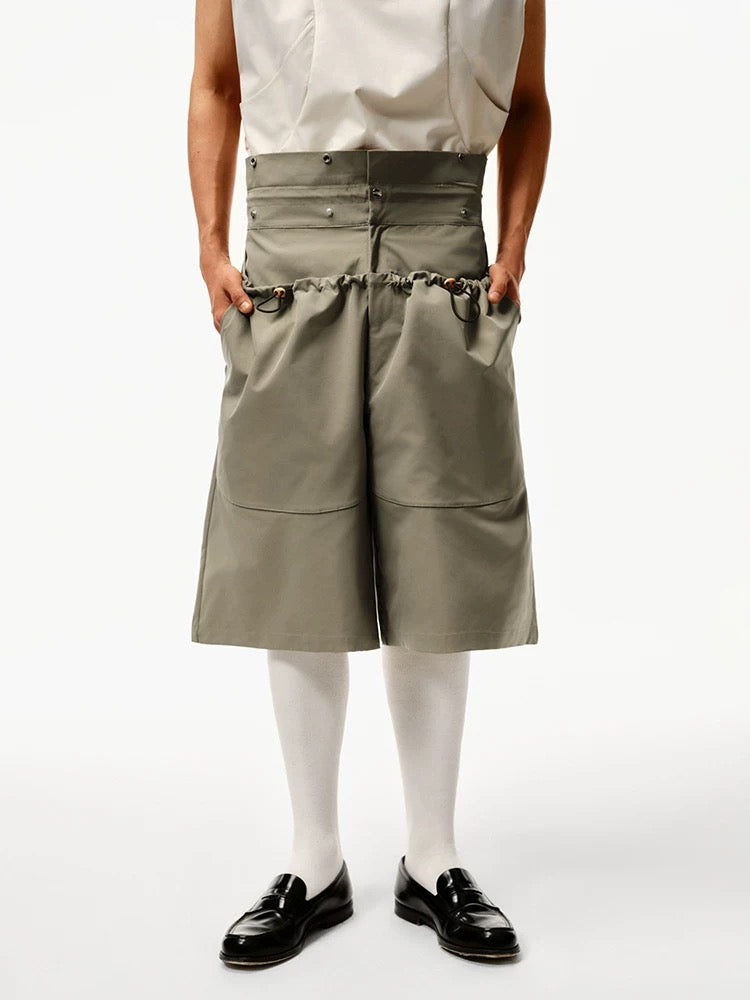 Brick Lane Layered-look Utility Cargo Shorts - Green