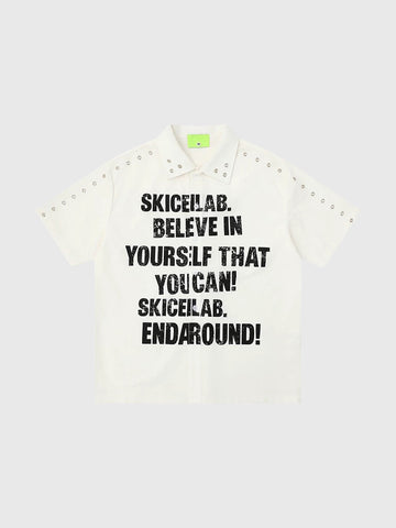 Pierced Edge Cutout Tee - Chalk White