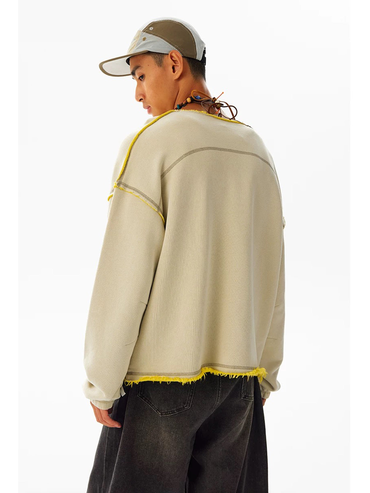 Fuzzy Edge V Sweatshirt - Butter Yellow