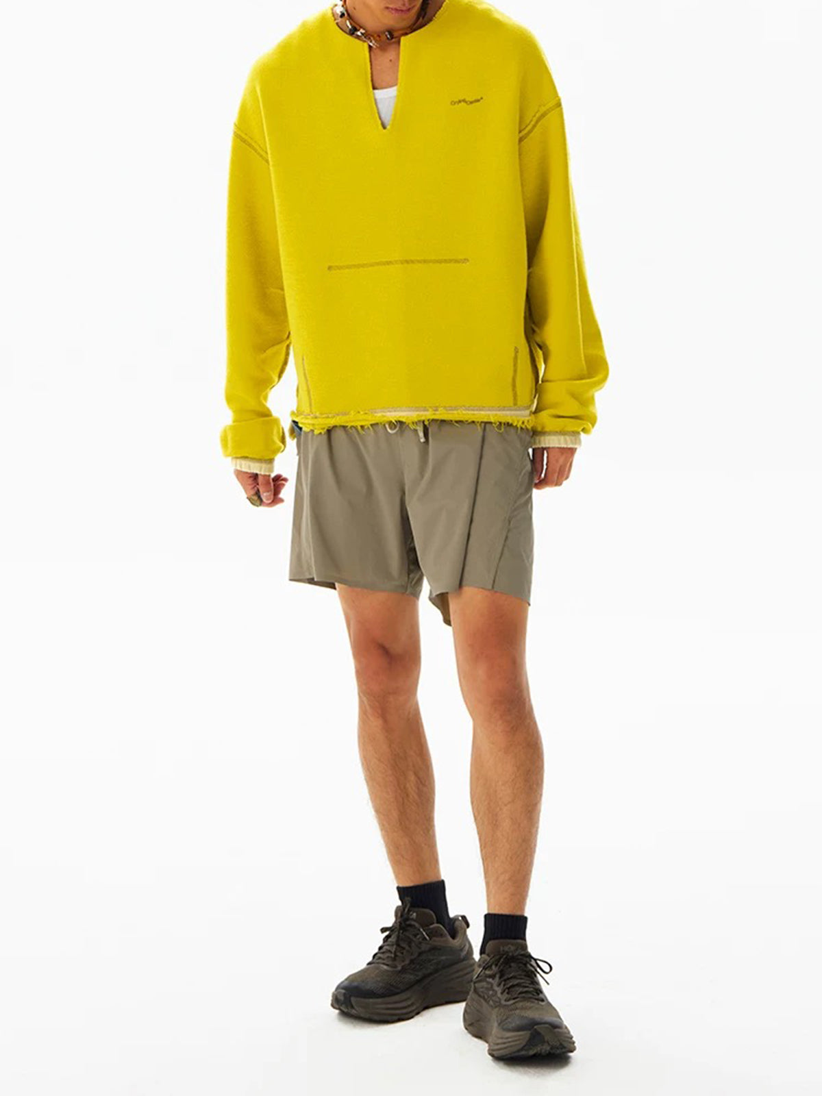 Fuzzy Edge V Sweatshirt - Butter Yellow