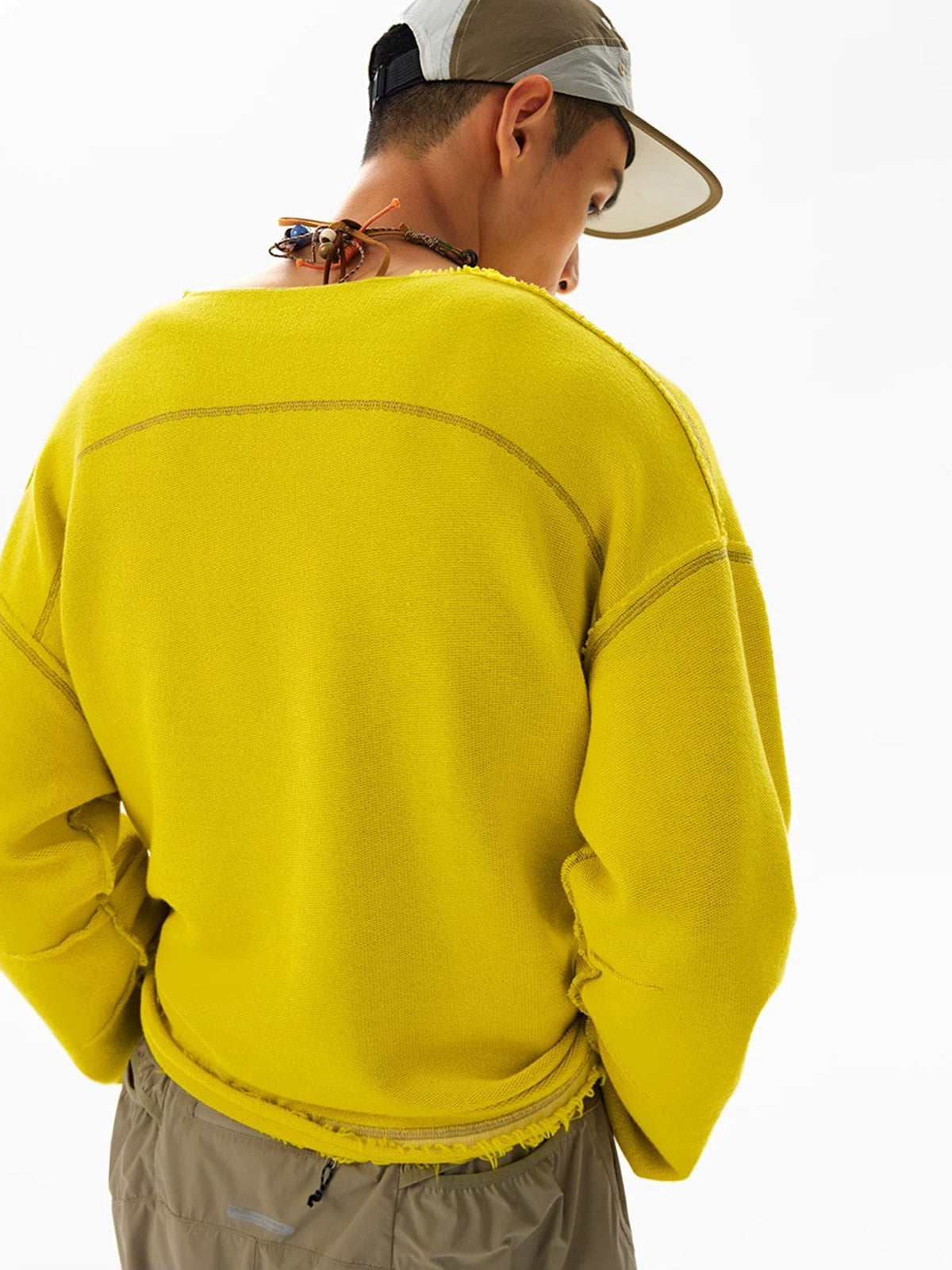 Fuzzy Edge V Sweatshirt - Butter Yellow