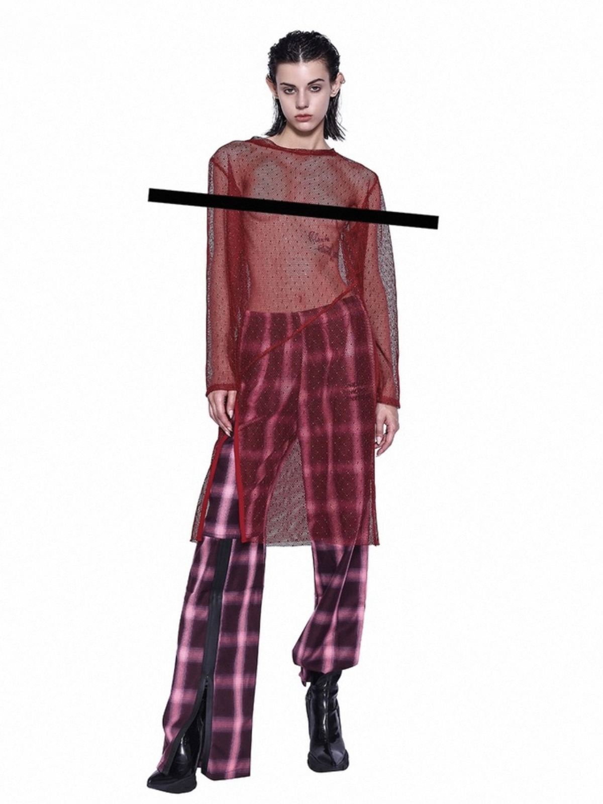 Red Veil Flock Cover Sleeve Top - Ruby Red