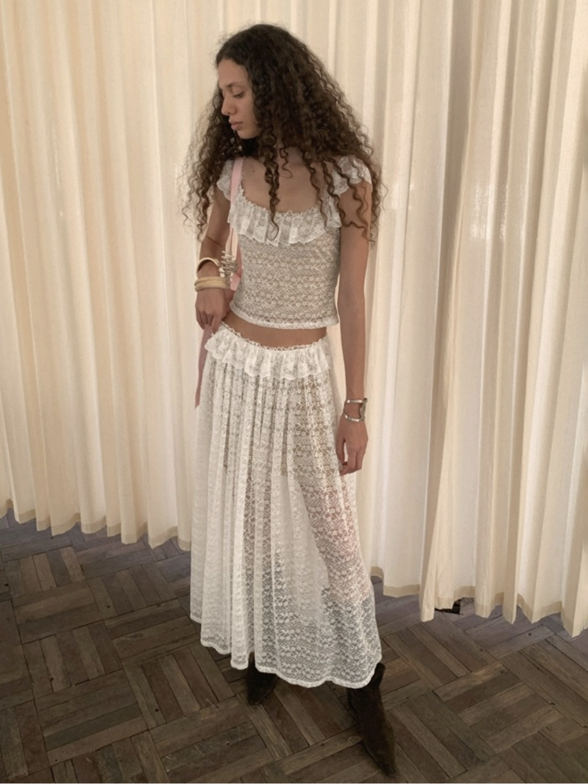 Court Garden Lace Skirt - Ivory White