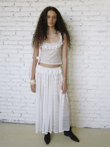 Court Garden Lace Skirt - Ivory White