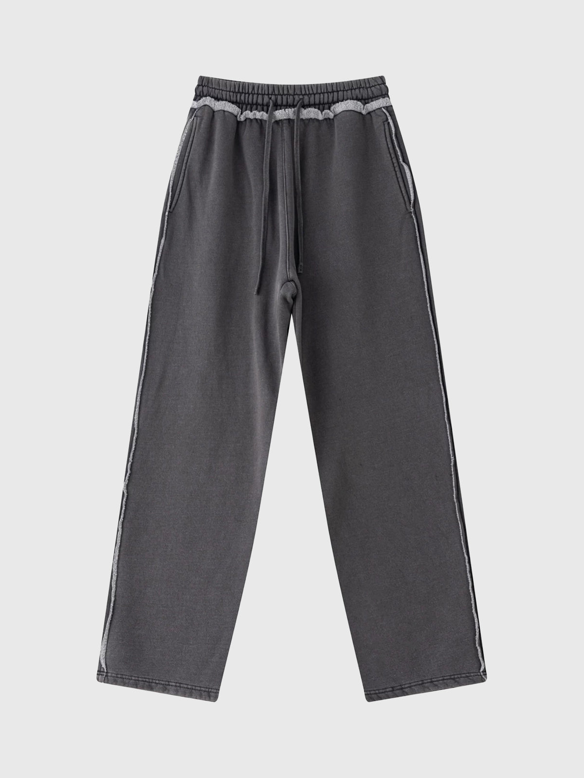 Fray Waist Relax Pants - Stone Grey