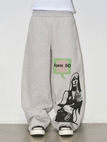 Tipsy Muse Barrel Pants - Grey Print