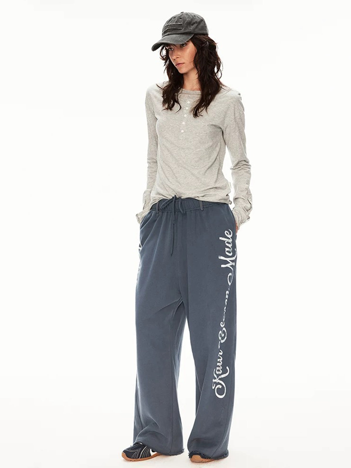 Love Note Raw Hem Pants - Charcoal Black