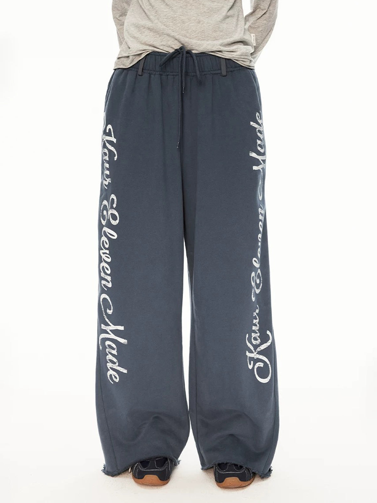 Love Note Raw Hem Pants - Charcoal Black