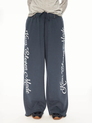 Love Note Raw Hem Pants - Charcoal Black