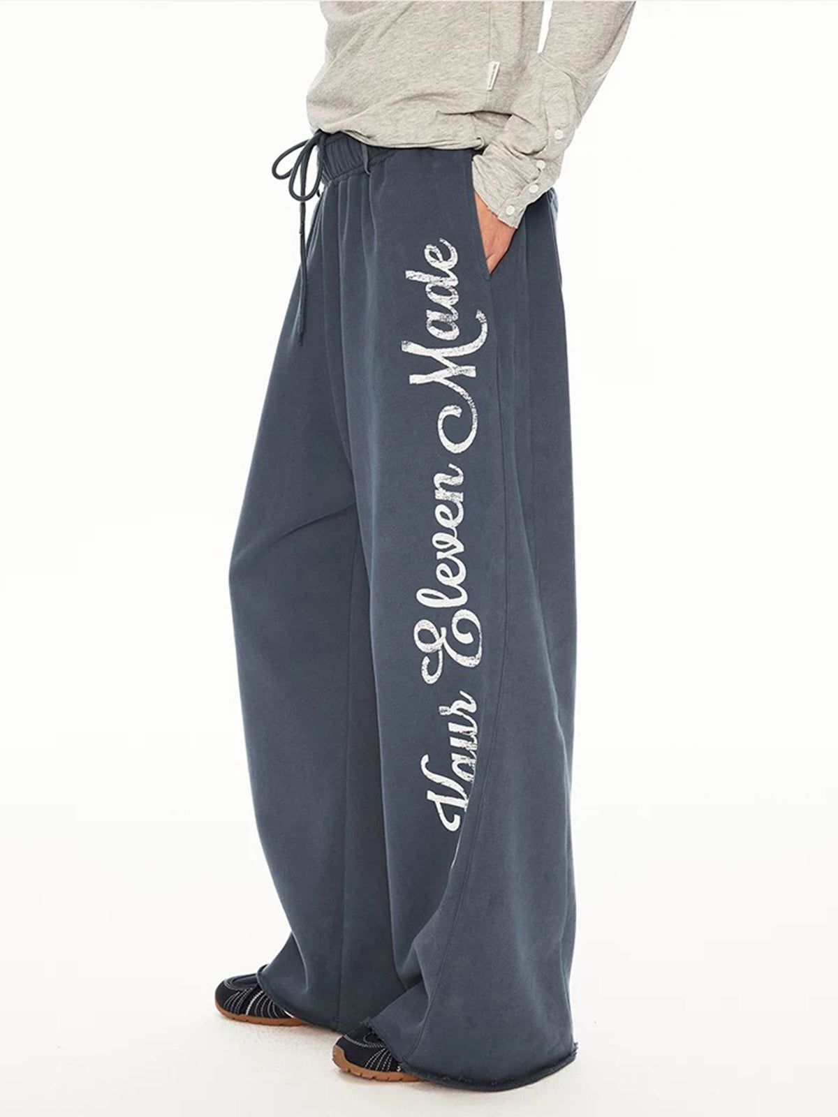 Love Note Raw Hem Pants - Charcoal Black