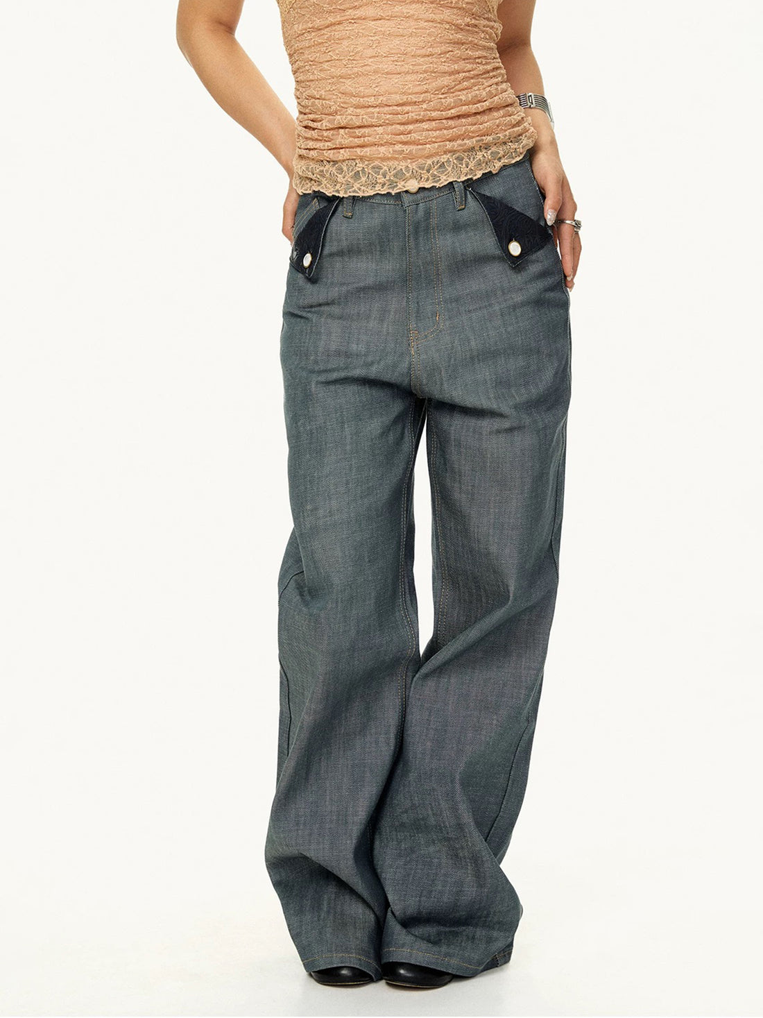 Brick Lane Wide-leg Distressed Denim Jeans - Blue