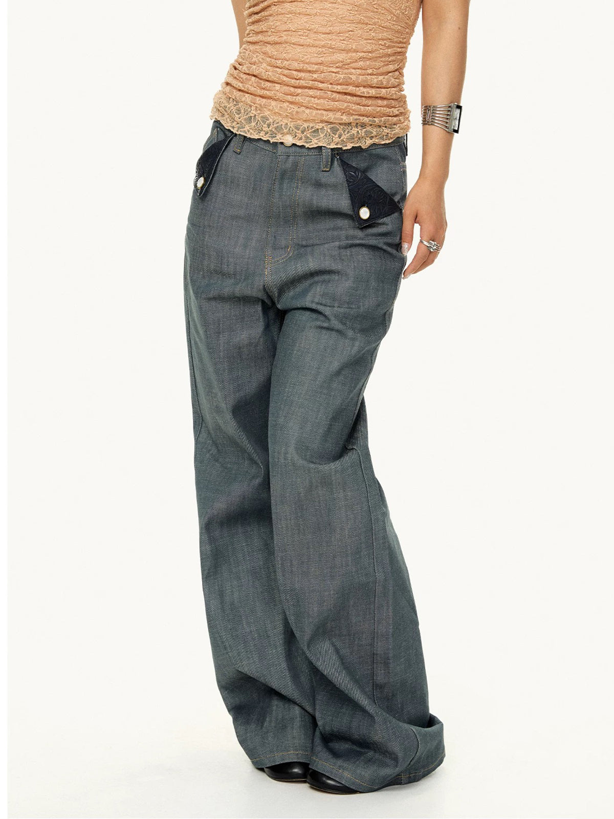 Brick Lane Wide-leg Distressed Denim Jeans - Blue