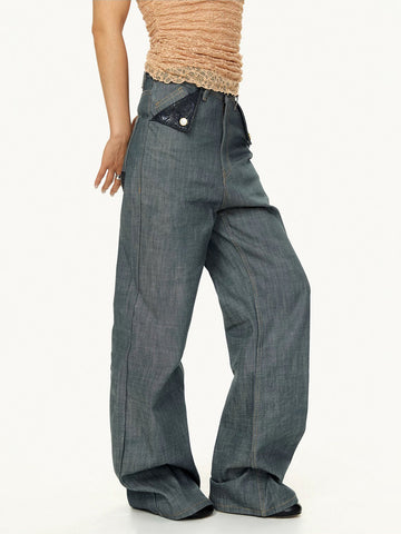 Brick Lane Wide-leg Distressed Denim Jeans - Blue
