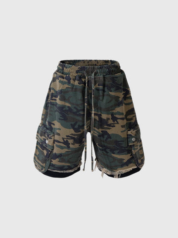 Fray Signal Cargo Shorts - Camo Green
