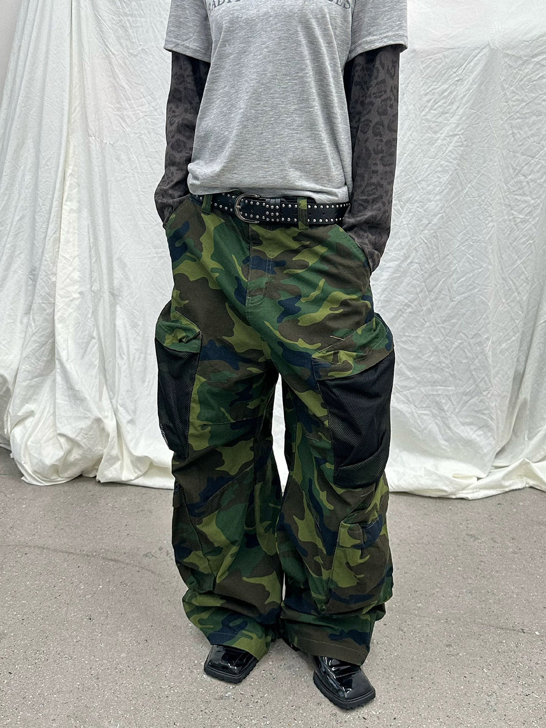 Brick Lane Wide-leg Camouflage Cargo Pants - Green