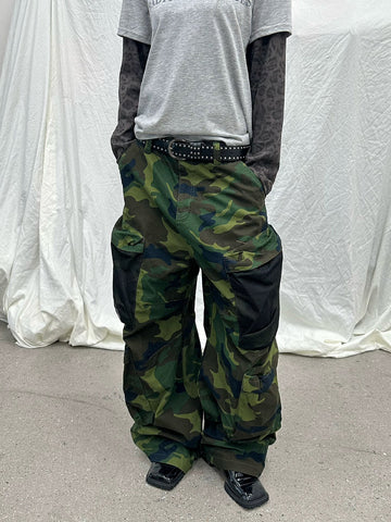 Brick Lane Wide-leg Camouflage Cargo Pants - Green