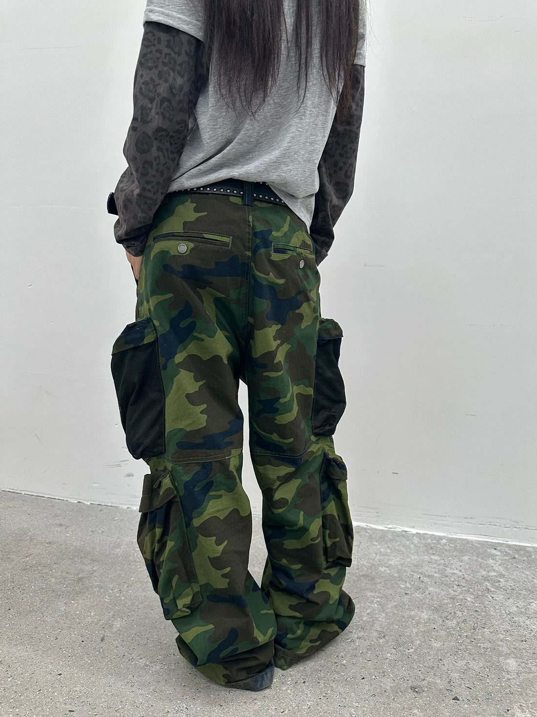 Brick Lane Wide-leg Camouflage Cargo Pants - Green
