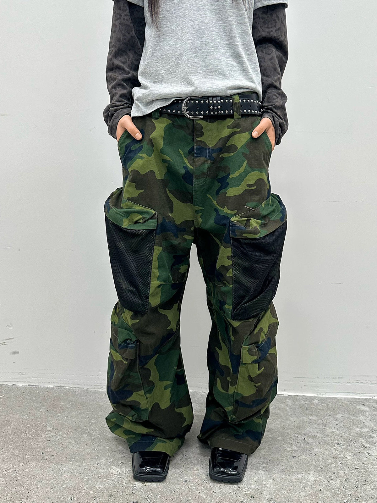 Brick Lane Wide-leg Camouflage Cargo Pants - Green