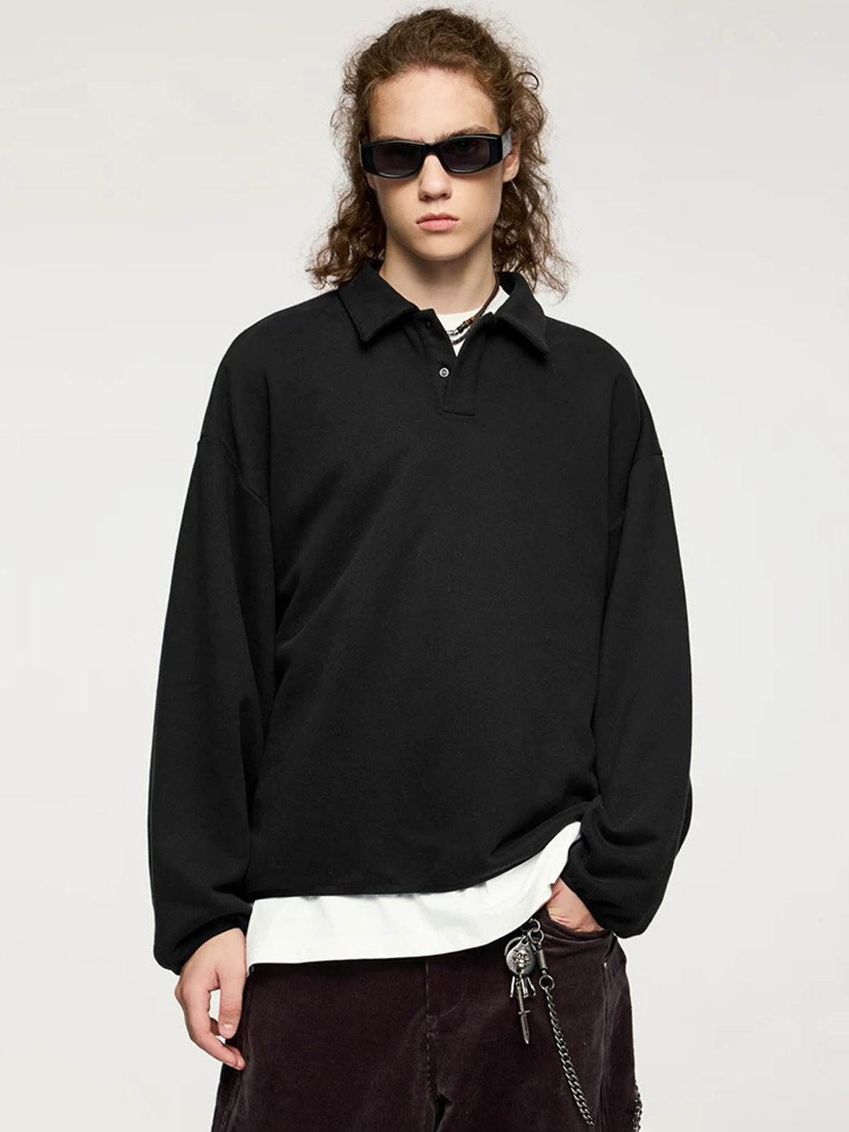 Weekend Theory Polo Sweatshirt - Coal Black