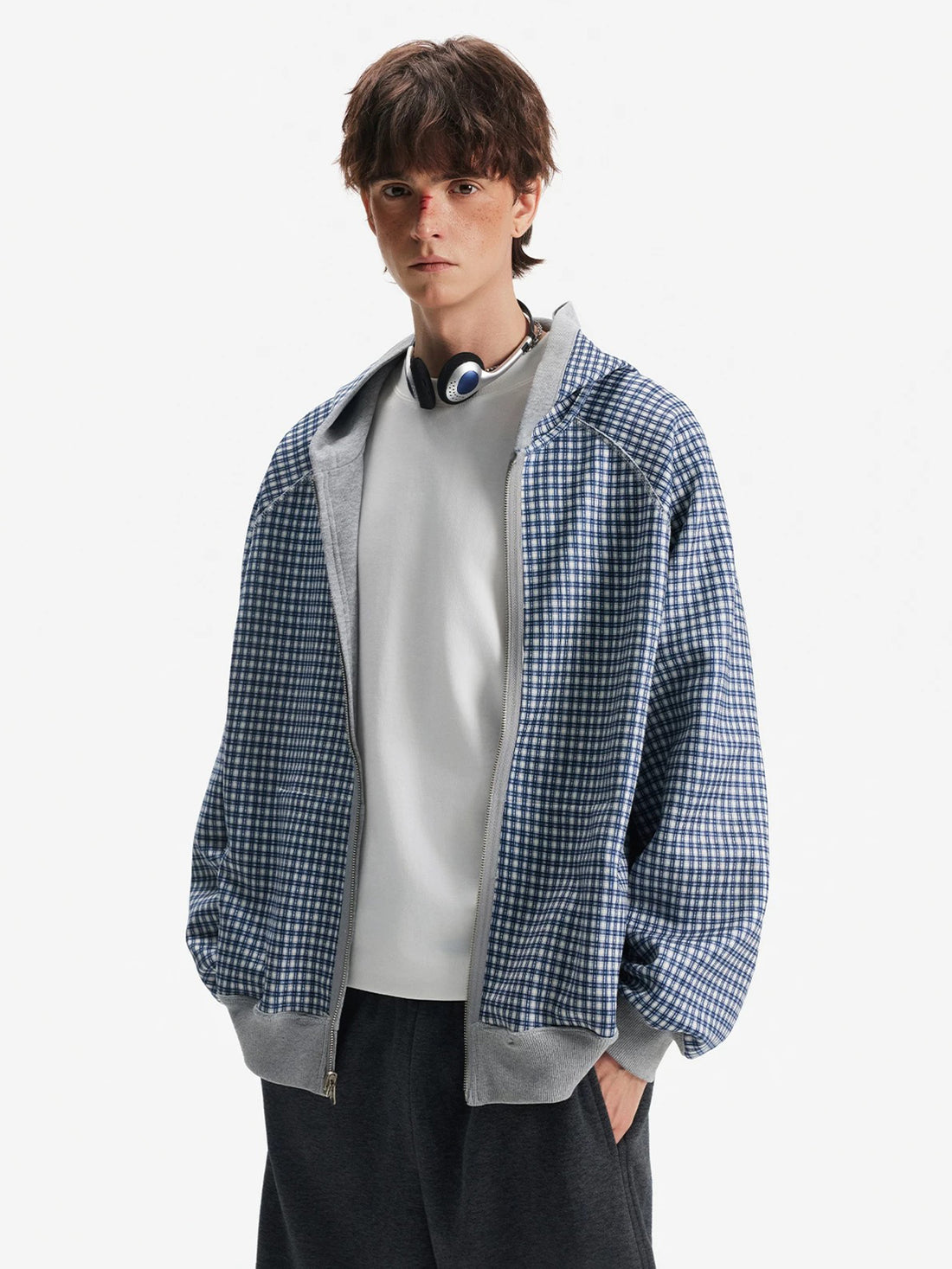 Dorm Check Jacket - Fog Blue