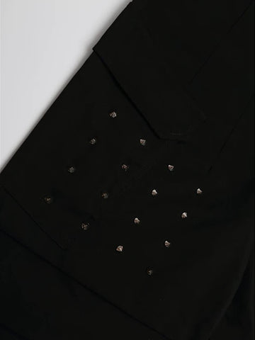 Co-ed Dorm Wide-leg Studded Utility Cargo Shorts - Black
