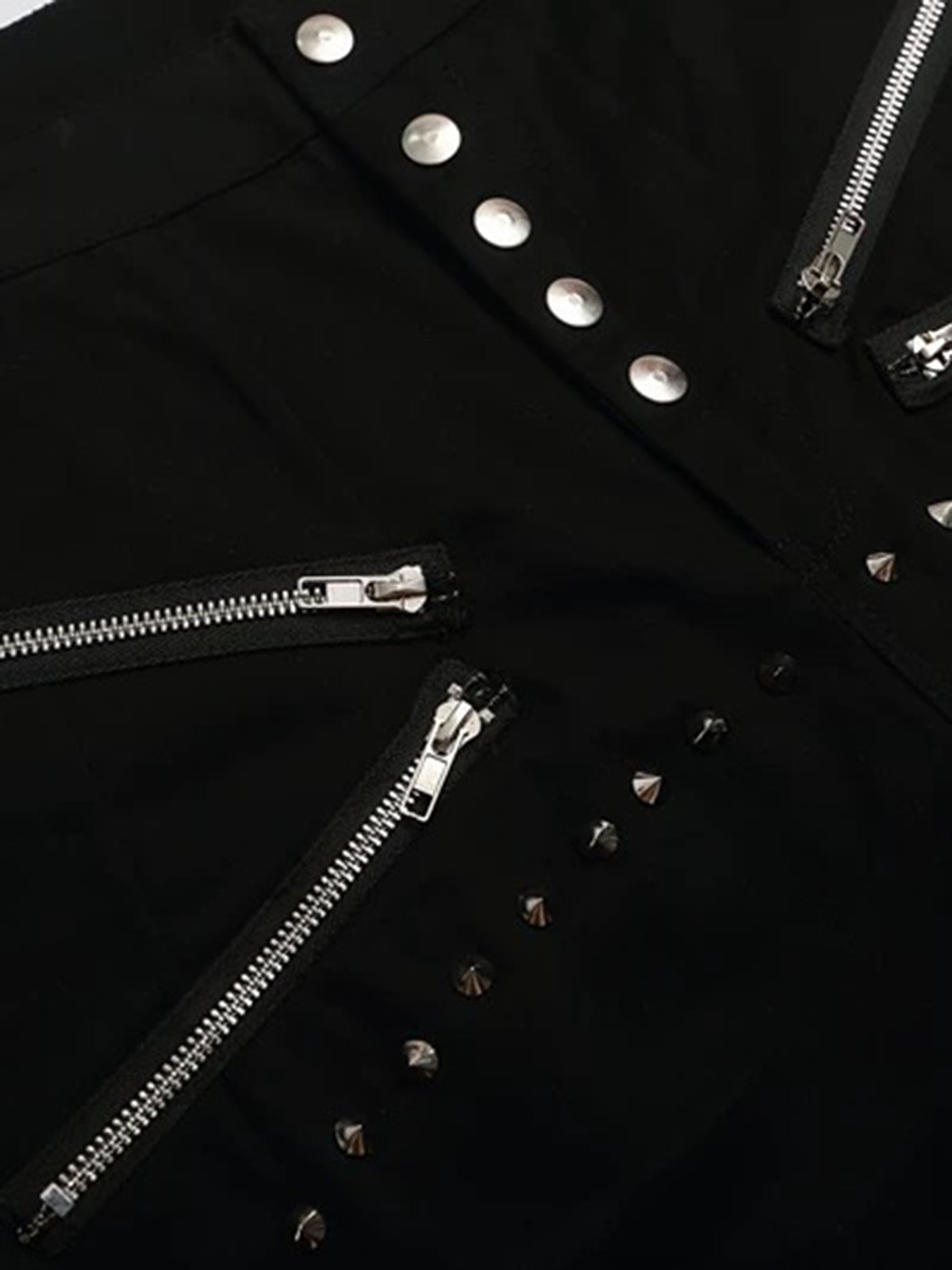 Co-ed Dorm Wide-leg Multi-Zipper Cargo Shorts - Black