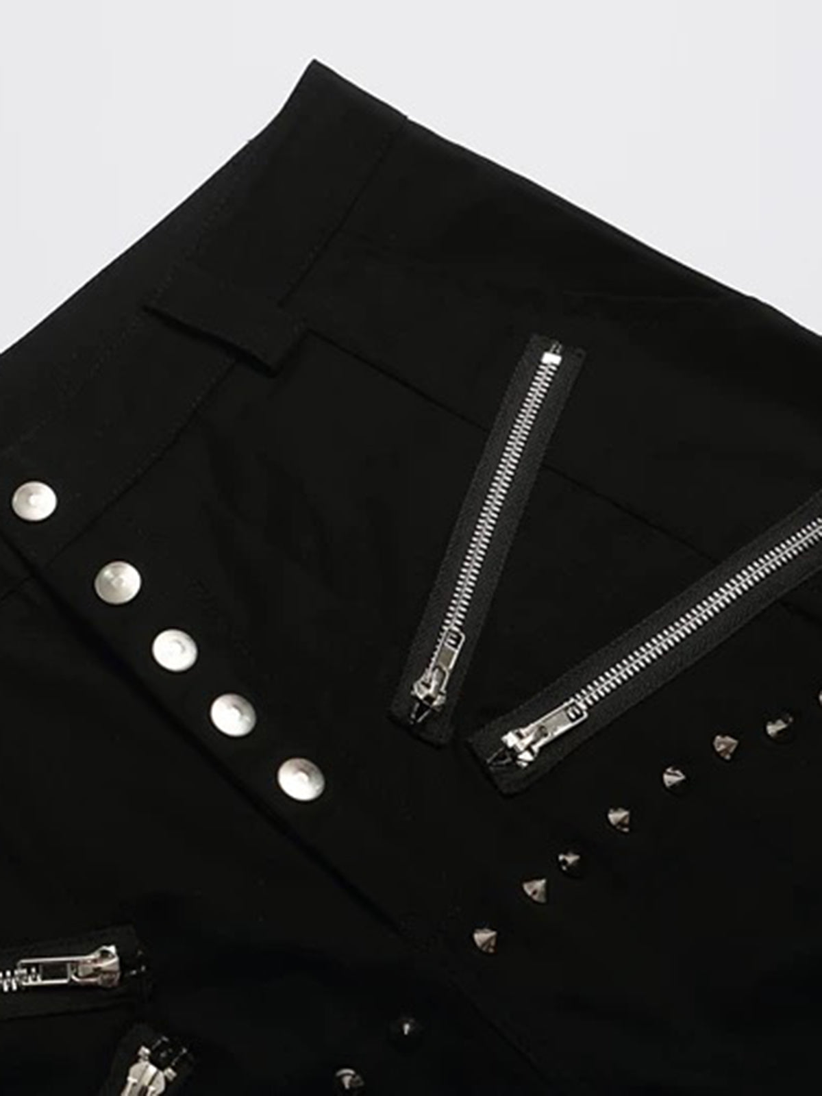 Co-ed Dorm Wide-leg Multi-Zipper Cargo Shorts - Black