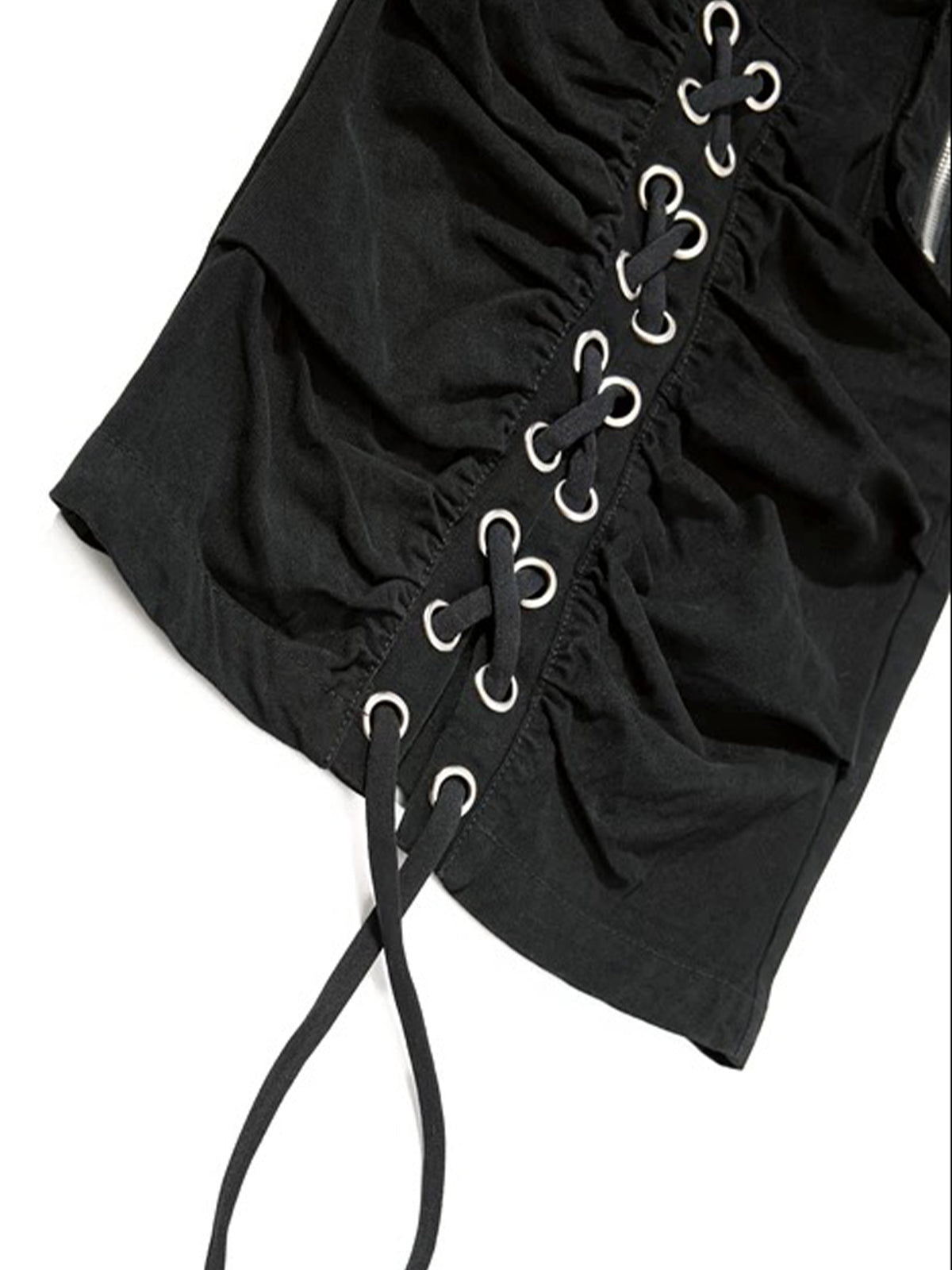 Co-ed Dorm Wide-leg Lace-up Utility Shorts - Black